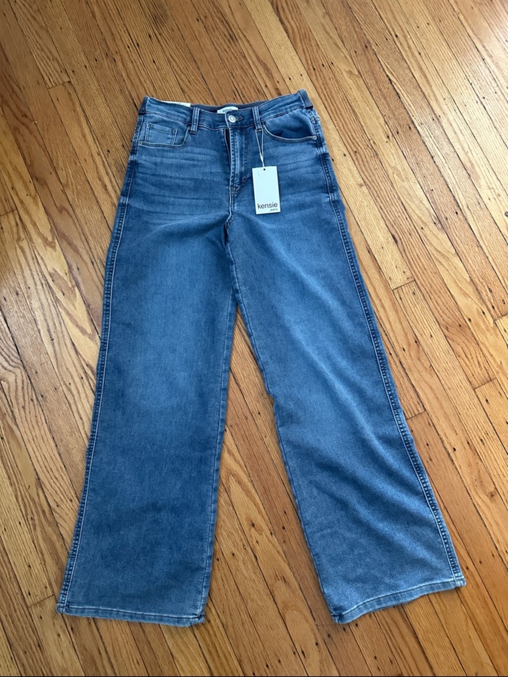 Kensie Wide Leg High-Rise Jeans in Denim Blue